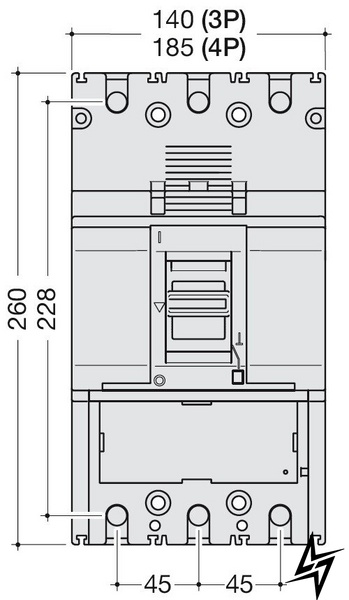 Автоматический выключатель HND251U h400 In=250А 4P 50кА Hager фото