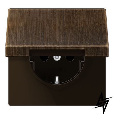 Розетка SCHUKO із заземленням і кришкою JUNG ME1520KLAT LS 990 16 А, бронза фото