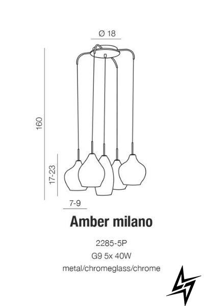 Люстра подвесная многоламповая Azzardo Amber Milano Pendant AZ0722 15873 фото в живую, фото в дизайне интерьера