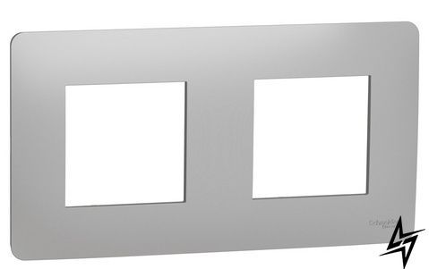 Двухпостовая рамка Unica New Studio NU200430 алюминий Schneider Electric фото