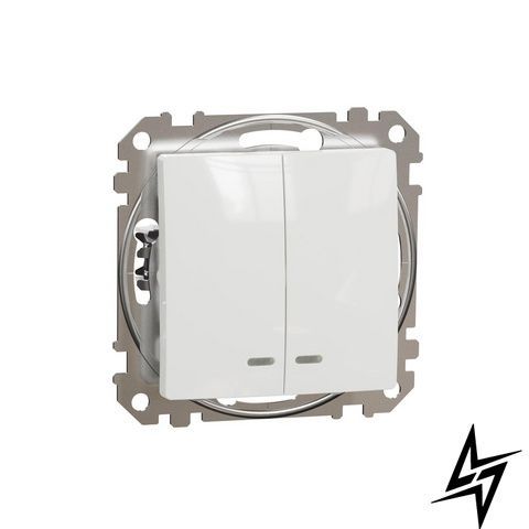 2-клавішний вимикач Schneider Electric SDD111105L Sedna Design, білий, глянцевий, IP20 фото