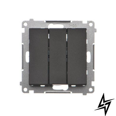 3-клавишный выключатель с подсветкой Simon TW31L.01/149 55, черный матовый, 10 AX, 250 В фото
