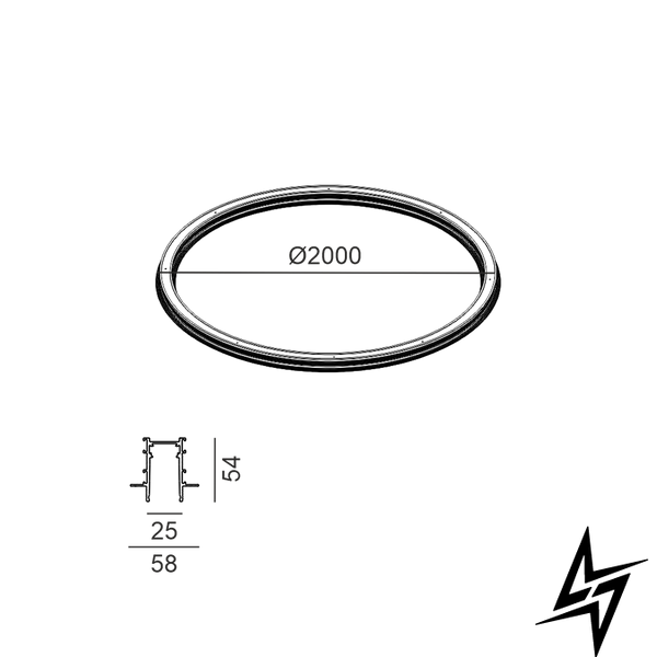 Магнітний шинопровід LTX IN_RING TRACK R 09.R200.BK чорний 09.R200.BK фото