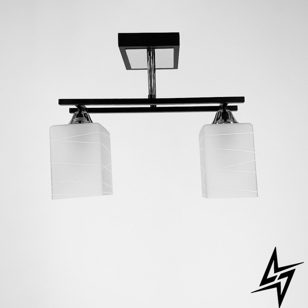 Потолочный светильник DUO LINE в черном корпусе на 2 плафона LE39563 Черный/Белый 10x30x36см 2xE27 50611/2 фото в живую, фото в дизайне интерьера