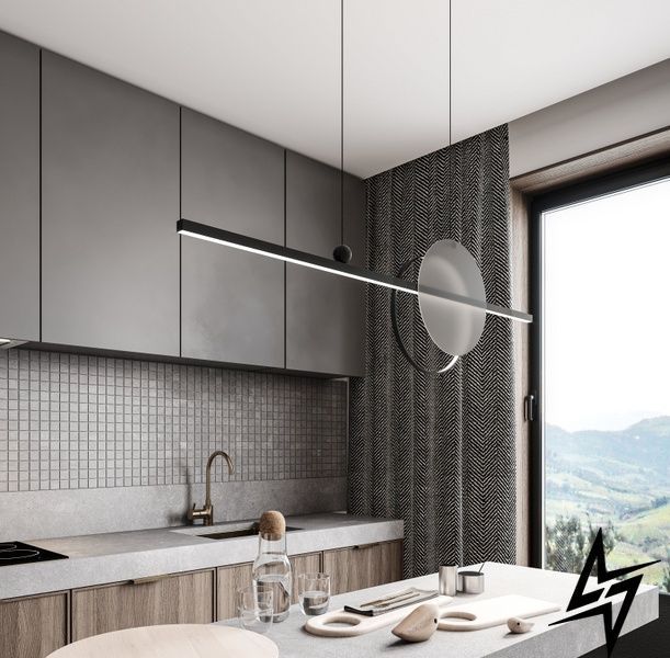 Підвісний світильник Mid glass 1200 Black (RAL 9005) чорний 3000 K Mid glass 1200 Black (RAL 9005) фото
