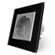 Розетка с заземлением Livolo черный серый стекло (VL-C7C1EU-12/15) фото