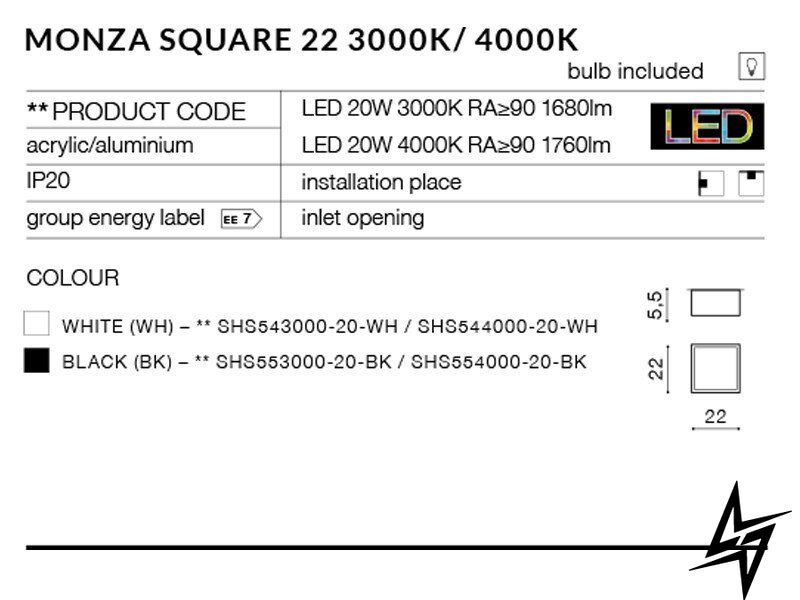 Точковий накладний світильник Azzardo Monza Square AZ2268 LED 23836 фото наживо, фото в дизайні інтер'єру