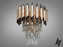 Современный хрустальный настенный светильник D23-31965 Золото/Хром 9001-2W-SGD+PB фото в живую, фото в дизайне интерьера