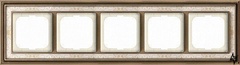 1725-846-500 Рамка Dynasty Латунь античная белая роспись 5-постовая 2CKA001754A4594 ABB фото