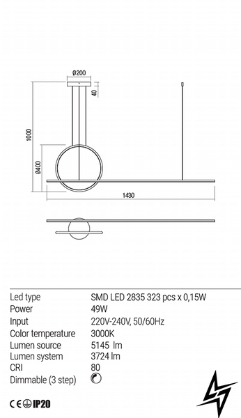 Підвісний світильник Redo 01-1735 GIOTTO Black + Dimmable LED  фото наживо, фото в дизайні інтер'єру