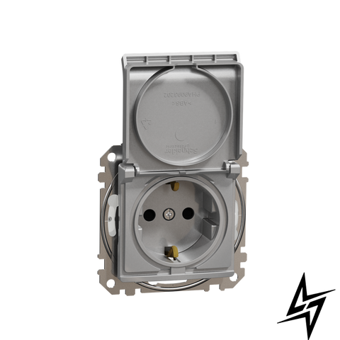 Розетка 220В з заземленням захисною кришкою та шторками Schneider Electric SDD213024 Sedna Design алюміній IP44 пластик фото