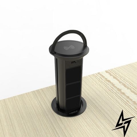 Пуста потрійна висувна розетка з USB та бездротовою зарядкою Livolo чорний (VL-SHS022-B) VL-SHS022-B фото
