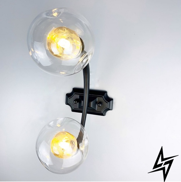 Дизайнерский настенный светильник с двойным плафоном LE25724 2xG9 35см Черный/Прозрачный ZL 1427 фото в живую, фото в дизайне интерьера