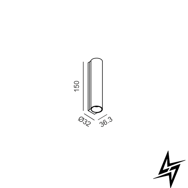 LTX 10.0316.3.930.BR Накладной настенный светильник WALL TUB S 150, вниз, D32mm, SP36.3mm, H150mm, CREE LED 3W, 3000K, 101Lm, 60&deg;, CRI>90, IP20, 220-240V, латунь фото