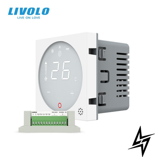 Модуль термостат управления конвектором фанкойлом Livolo белый (VL-FCA-2WPS72) фото
