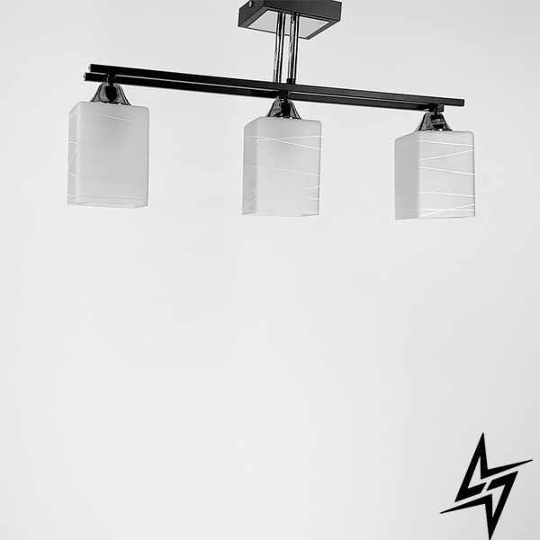 Стельовий світильник DUO LINE у чорному корпусі на 3 плафони LE39564 Чорний/Білий 10x30x57см 3xE27 50611/3 фото наживо, фото в дизайні інтер'єру