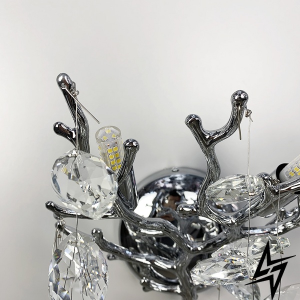 Изысканные серебряные бра DIAMINA с хрустальными камнями LE41092 2xG9 30x40см Хром/Прозрачный W 33007/2 S CH фото в живую, фото в дизайне интерьера