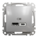 Розетка USB Schneider Electric SDD113402 Sedna Design, алюміній, глянцева, IP20 SDD113402 - зображення 1