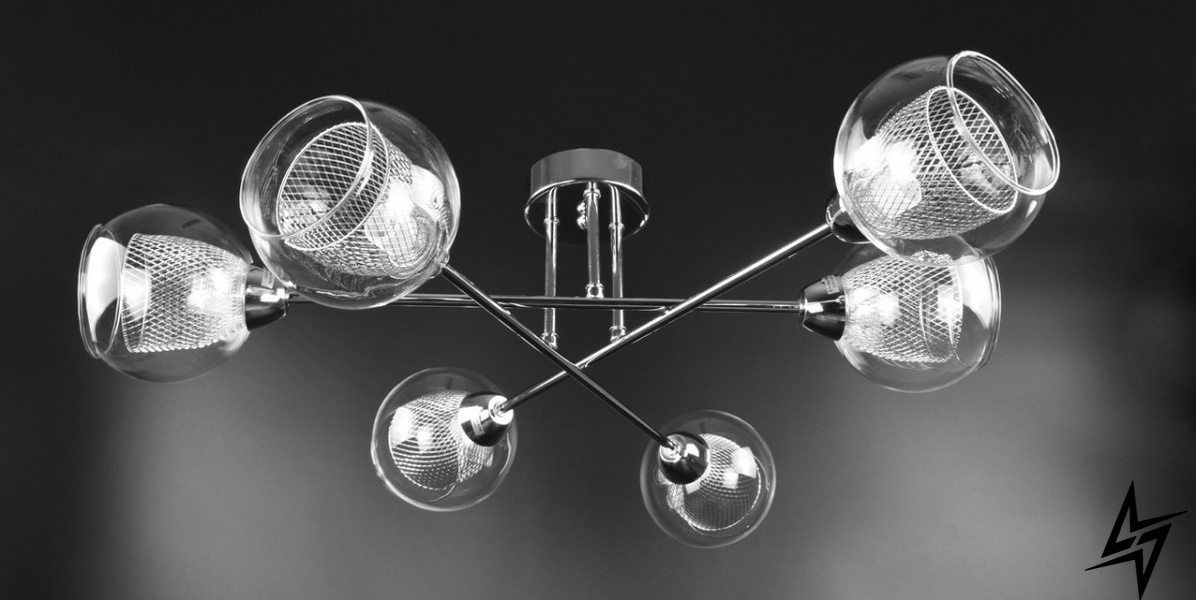 Потолочная люстра на 6 лампочек L23-37182 Хром 1718/6 фото в живую, фото в дизайне интерьера