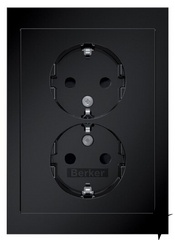 Двойная розетка R.3 47592245 с заземлением (черная) Berker фото