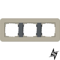 0213428 Рамка з антрацитовой підкладкою E3 Світло-бежевий / Антрацит 3-постова Gira фото