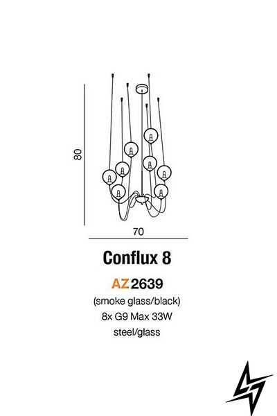 Підвісний світильник Azzardo Conflux AZ2639 на 8 ламп G9, чорний, 70 &times; 80 см фото