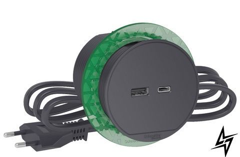 Вбудований в стіл розетковий блок Schneider Electric INS44009 USB тип А + тип С антрацит фото