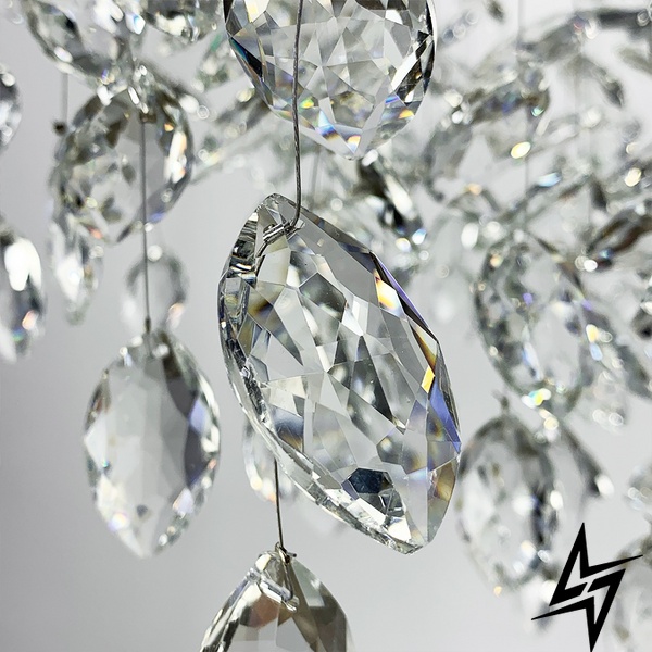 Изысканная серебряная люстра DIAMINA с хрустальными камнями LE41093 8xG9 60см Хром/Прозрачный 33007 CH фото в живую, фото в дизайне интерьера