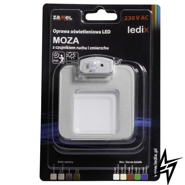Настенный светильник Ledix Moza 01-222-11 врезной Алюминий 5900K с датчиком ЛЕД LED10122211 фото в живую, фото в дизайне интерьера