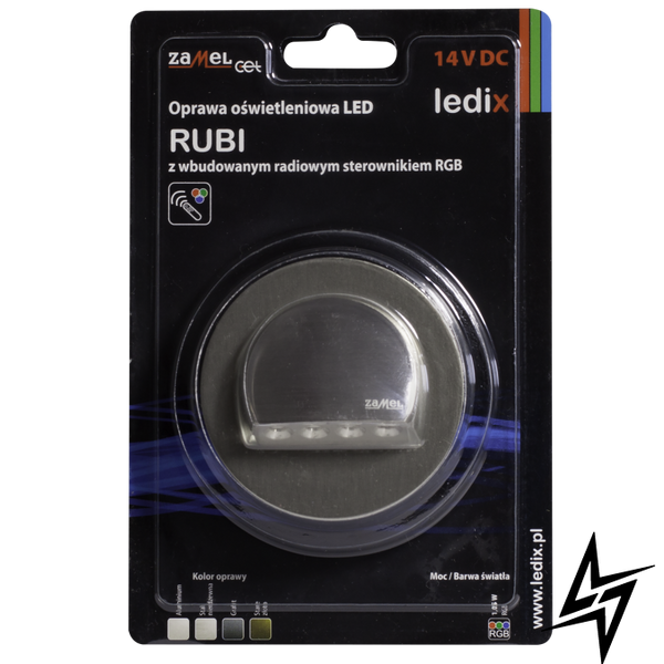 Настінний світильник Ledix Rubi з рамкою 09-215-26 врізний Сталь RGB 14V з радіоконтроллер RGB LED LED10921526 фото наживо, фото в дизайні інтер'єру