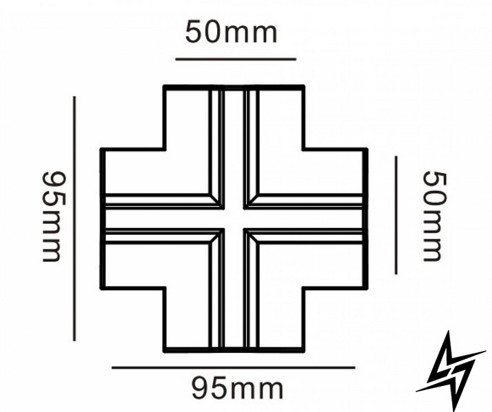 Заглушка для Х-образного соединения для врезного трека черная KLOODI KDTR-RL265 BK  фото в живую, фото в дизайне интерьера