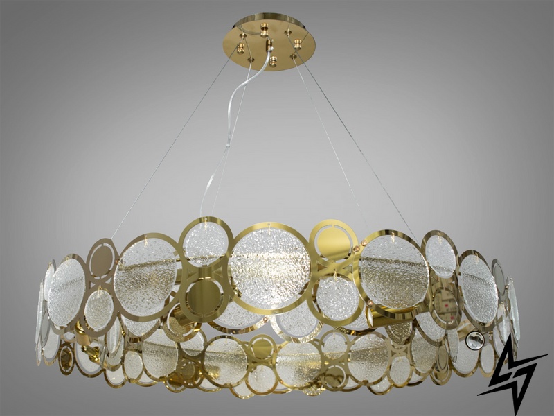 Люстра подвес с круглыми стеклянными элементами D23-32826 Золото/Прозрачный 6190-G-L-WH фото в живую, фото в дизайне интерьера