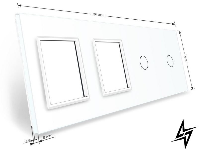 Сенсорная панель комбинированная для выключателя 2 сенсора 2 розетки (1-1-0-0) Livolo белый стекло (VL-P701/01/E/E-8W) фото