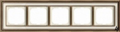 1725-848-500 Рамка Dynasty Латунь античная белое стекло 5-постовая 2CKA001754A4584 ABB фото