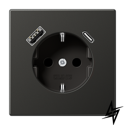 USB-розетка JUNG AL1520-15CAAN LS 990 USB SCHUKO, антрацитова фото