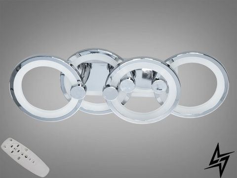 Сучасна стельова LED люстра з пультом підсвічуванням 65 Вт хром Pobano 26-21719 26-21719 фото