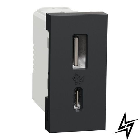 Розетка USB Schneider Electric NU301654 Unica New, антрацит, матова, 220 В NU301654 фото