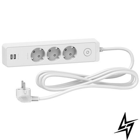 Подовжувач ST943U3W на 3 місця і 2хUSB (3м) білий Schneider Electric фото