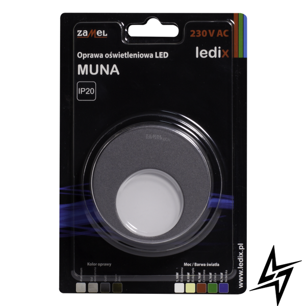 Настенный светильник Ledix Muna 02-221-31 врезной Графит 5900K ЛЕД LED10222131 фото в живую, фото в дизайне интерьера
