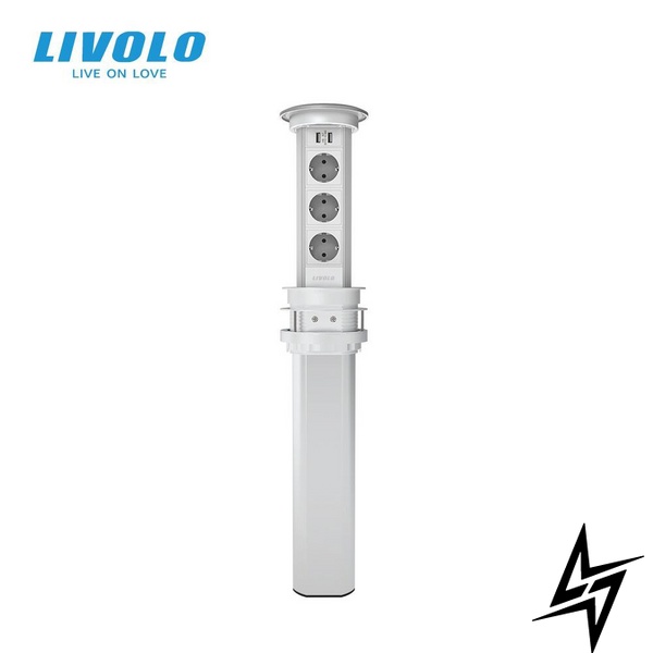 Розумна Wi-Fi висувна потрійна розетка з подвійною USB та бездротовою зарядкою Livolo (VL-SHS010) фото