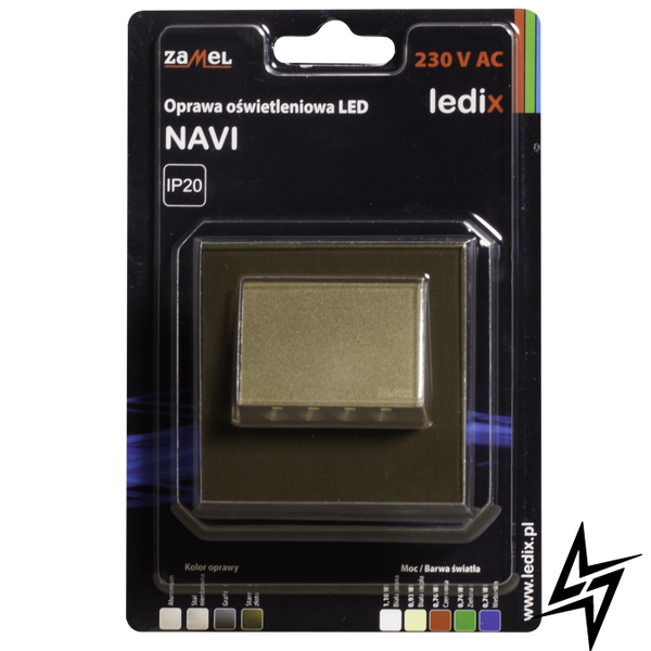 Настінний світильник Ledix Navi з рамкою 11-221-41 врізний Старе золото 5900K LED LED11122141 фото наживо, фото в дизайні інтер'єру