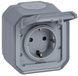 Розетка с заземлением и крышкой Legrand 069730L Plexo New, серая, матовая, 16 А 069730L - изображение 1