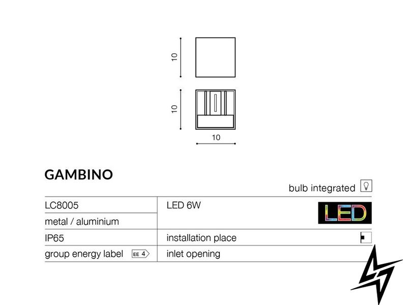 Настінний світильник (бра) AZ0957 Azzardo Gambino LC8005-DGR  фото наживо, фото в дизайні екстер'єру