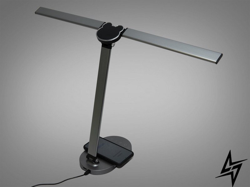Світлодіодна настільна лампа D23-38863 A5508GR wireless charge фото наживо, фото в дизайні інтер'єру