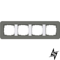 0214413 Рамка с белой подложкой E3 Темно-серый / Белый 4-постовая Gira фото