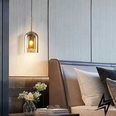 Латунный светильник с двойным янтарным плафоном LE39467 Латунь/Оранжевый 15см 1xE27 AA 330/1 AB+AM фото в живую, фото в дизайне интерьера