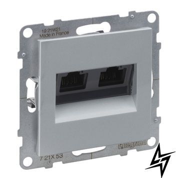 Розетка компьютерна 2-а RJ45 CAT6/UTP для серії SUNO алюміній Legrand 721353 фото