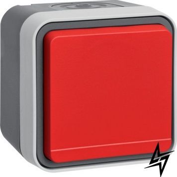 Розетка з з/к з червоною кришкою IP55 сіра 16А/250В W.1 Berker 47403521 WNC190 фото