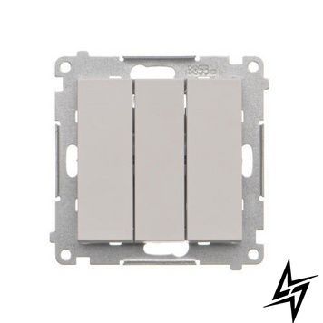 Выключатель трехклавишный с подсветкой LED (модуль) 10A Светло-серый матовый Simon 55 TW31L.01/114 фото