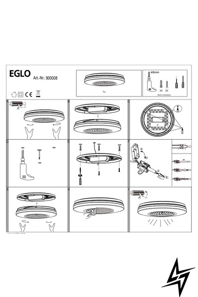 Стельовий світильник Eglo 900008 LED 53129 фото наживо, фото в дизайні інтер'єру